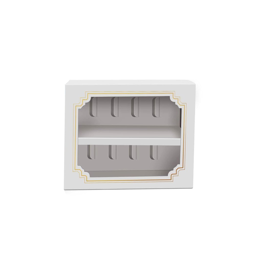 10 Macaron White & Gold Frame Paper Box With Window - TEM IMPORTS™