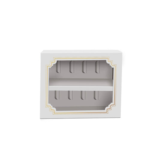 10 Macaron White & Gold Frame Paper Box With Window - TEM IMPORTS™