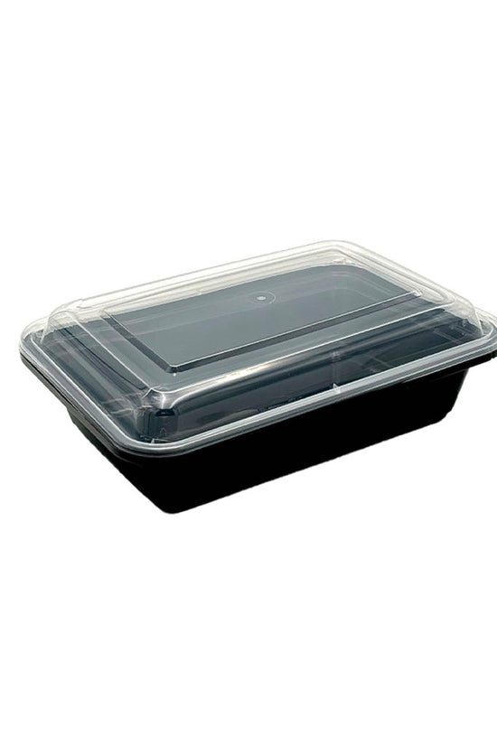 1000mL Black Rectangular Tamper Proof Container With Clear Lid - TEM IMPORTS™