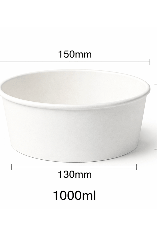 1000mL PE Coated White Paper Salad Bowl - TEM IMPORTS™