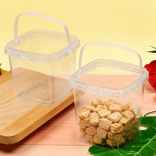 1000mL Square Clear Fruit Tamper Proof Bucket Cups With Lid - 130/CTN - TEM IMPORTS™