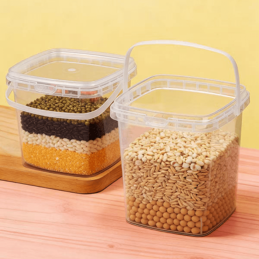 1000mL Square Clear Fruit Tamper Proof Bucket Cups With Lid - 130/CTN - TEM IMPORTS™