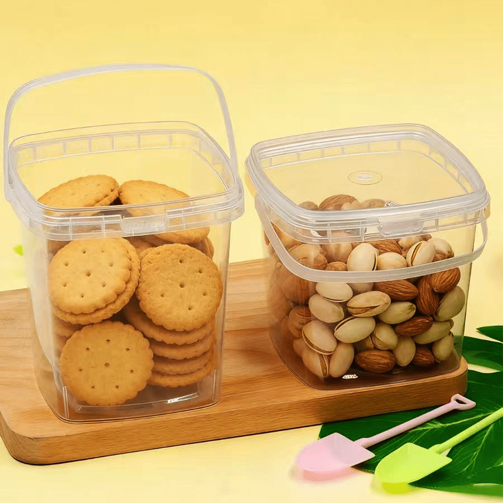 1000mL Square Clear Fruit Tamper Proof Bucket Cups With Lid - 130/CTN - TEM IMPORTS™