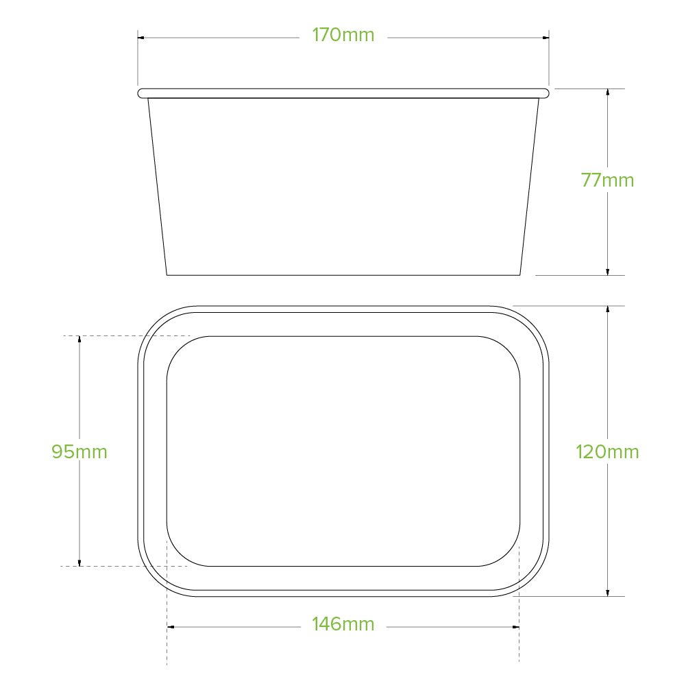 1000mL White BioBoard Takeaway Base - 300pcs/Ctn - TEM IMPORTS™