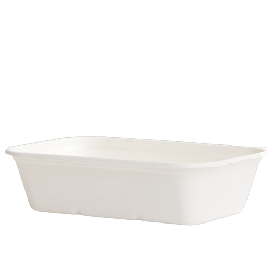 1000mL White Sugarcane Rectangular Container - TEM IMPORTS™
