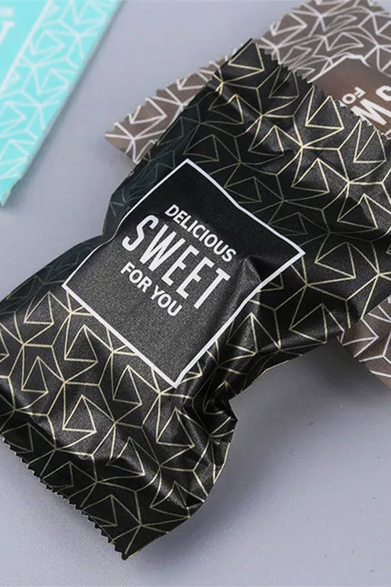 100x70mm Heat Sealable Black Sweet Pattern Nougat Bag - TEM IMPORTS™