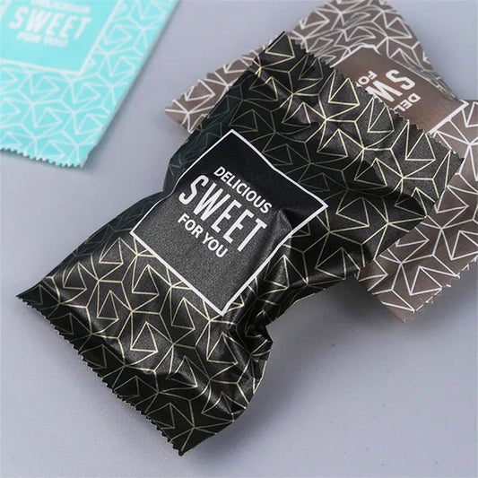 100x70mm Heat Sealable Black Sweet Pattern Nougat Bag - TEM IMPORTS™