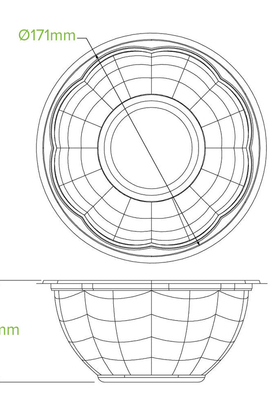 1,080mL / 32oz Clear Salad BioBowl - 450/CTN - TEM IMPORTS™
