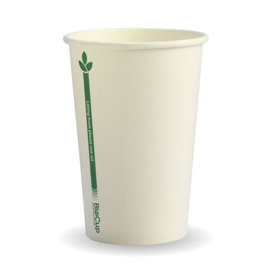 10oz/320mL (80mm) White Green Line Single Wall BioCup - 1000pcs/ctn - TEM IMPORTS™