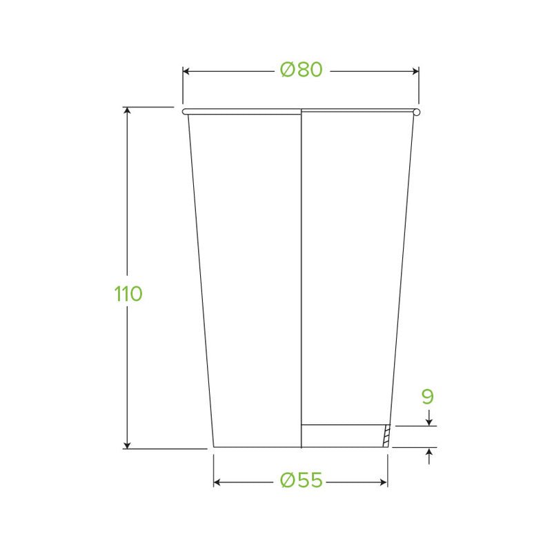 10oz/320mL (80mm) White Green Line Single Wall BioCup - 1000pcs/ctn - TEM IMPORTS™