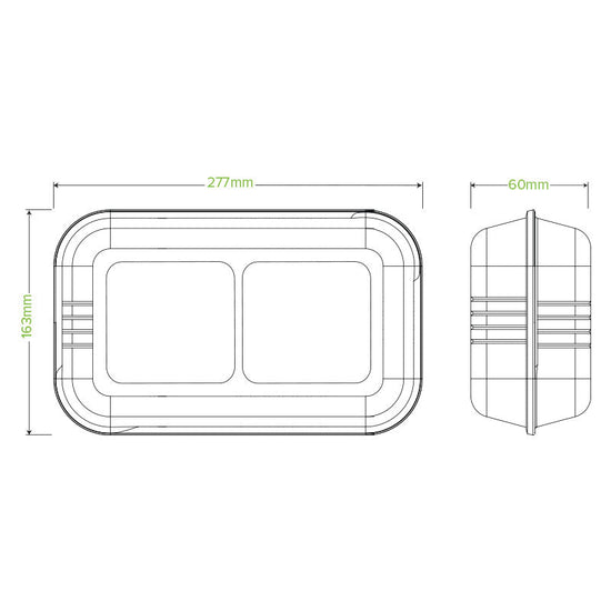 11.6x6x3" 2 Compartment White Plant Fibre Clamshell - 100pcs/Ctn - TEM IMPORTS™