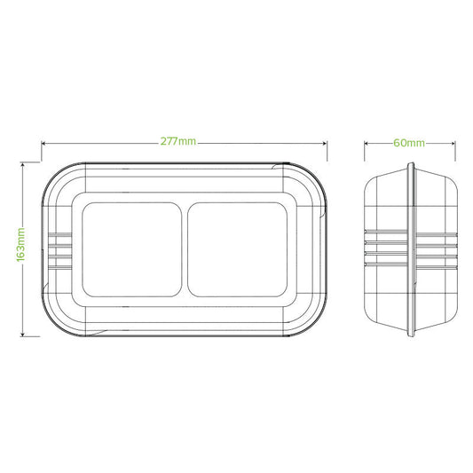 11.6x6x3" 2 Compartment White Plant Fibre Clamshell - 100pcs/Ctn - TEM IMPORTS™