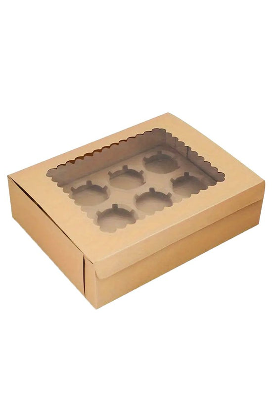 12 Cupcake Kraft Paper Box With Window - TEM IMPORTS™