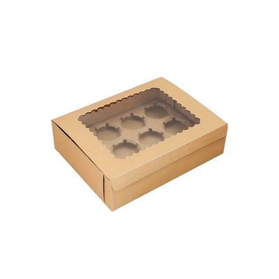 12 Cupcake Kraft Paper Box With Window - TEM IMPORTS™