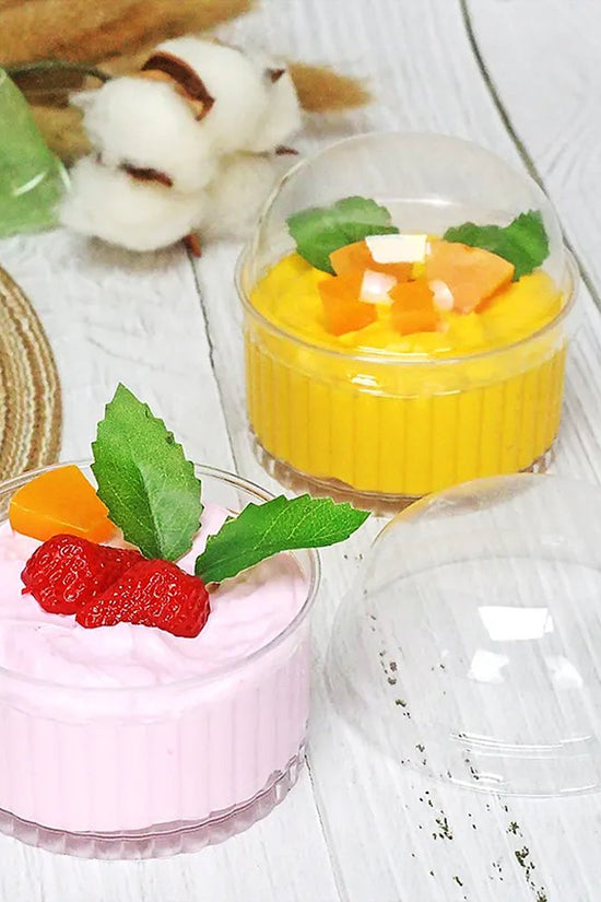 120mL Clear Mini Round Ribbed Dessert Cup Base - TEM IMPORTS™