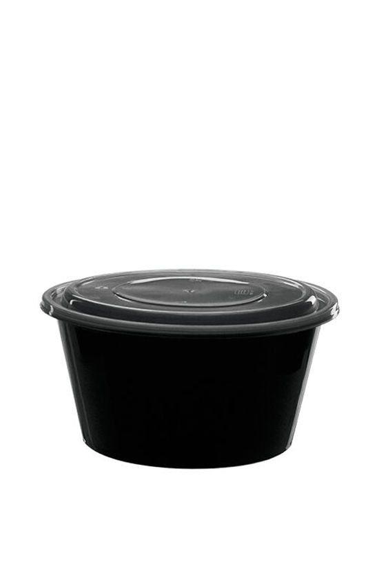 1250mL Takeaway Tall Round Black Supa Bowl With Lid - TEM IMPORTS™