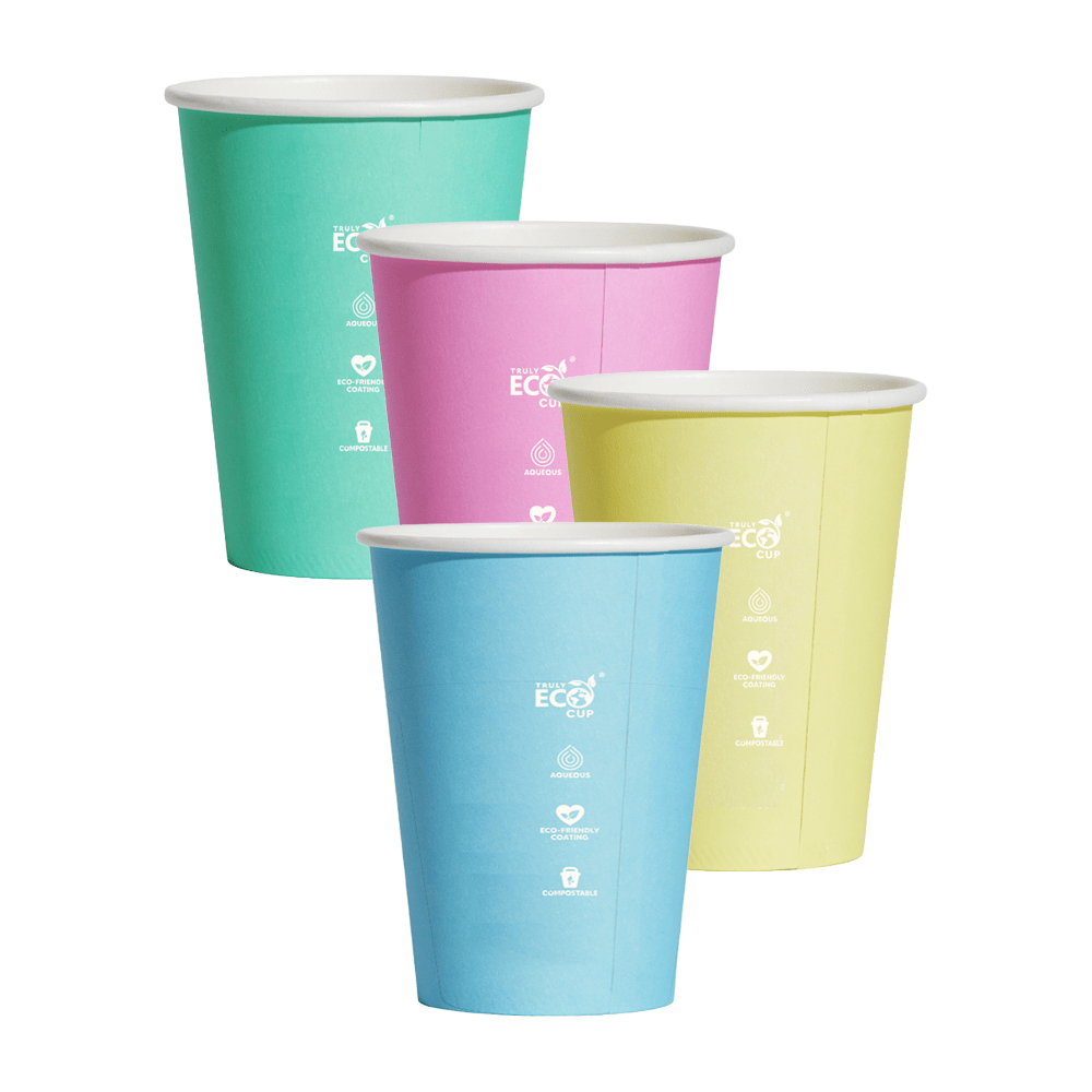 12oz (D/90mm) Truly Eco Pastel Single Wall Coffee Cup - TEM IMPORTS™