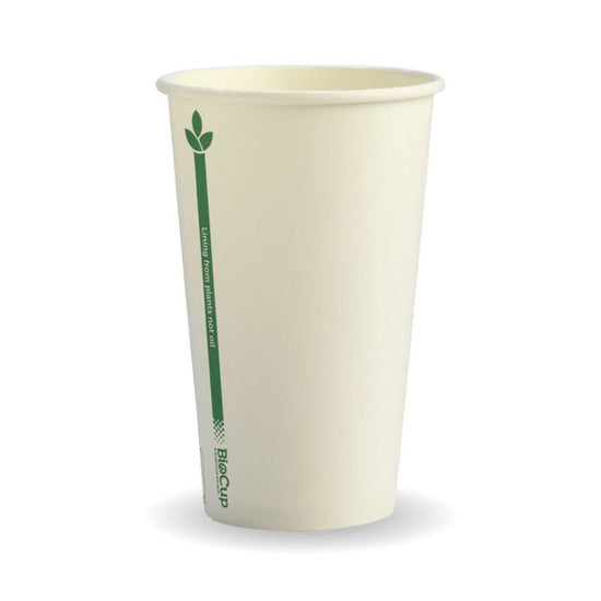 12oz/350mL (80mm) White Green Line Single Wall BioCup - 1000pcs/ctn - TEM IMPORTS™