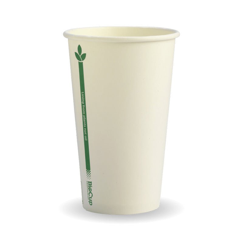12oz/350mL (80mm) White Green Line Single Wall BioCup - 1000pcs/ctn - TEM IMPORTS™