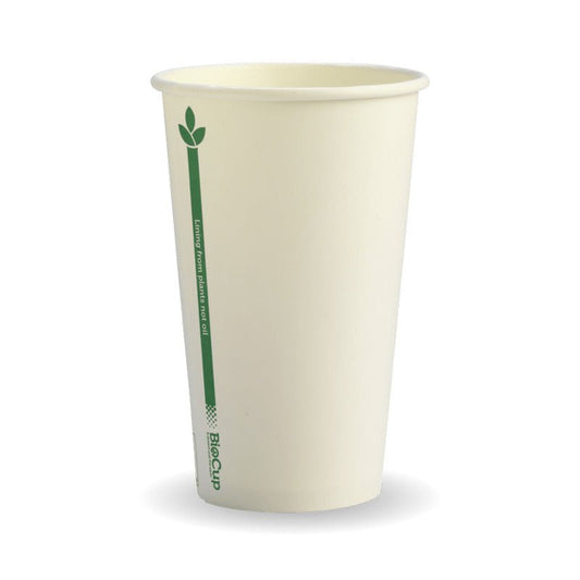12oz/350mL (80mm) White Green Line Single Wall BioCup - 1000pcs/ctn - TEM IMPORTS™