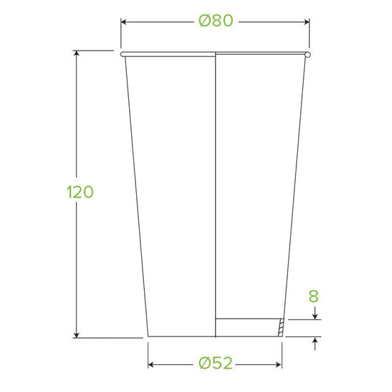 12oz/350mL (80mm) White Single Wall BioCup - 1000pcs/ctn - TEM IMPORTS™