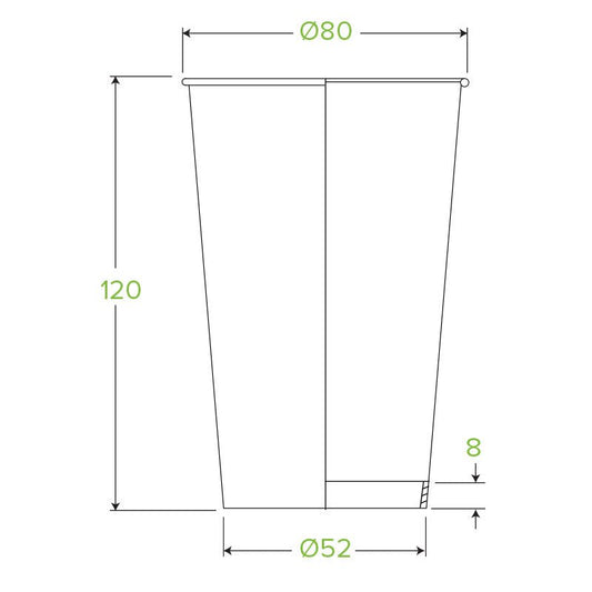 12oz/350mL (80mm) White Single Wall BioCup - 1000pcs/ctn - TEM IMPORTS™