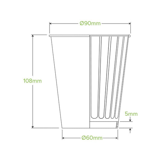 12oz/390mL (90mm) Kraft Green Stripe Double Wall BioCup - 1000pcs/Ctn - TEM IMPORTS™