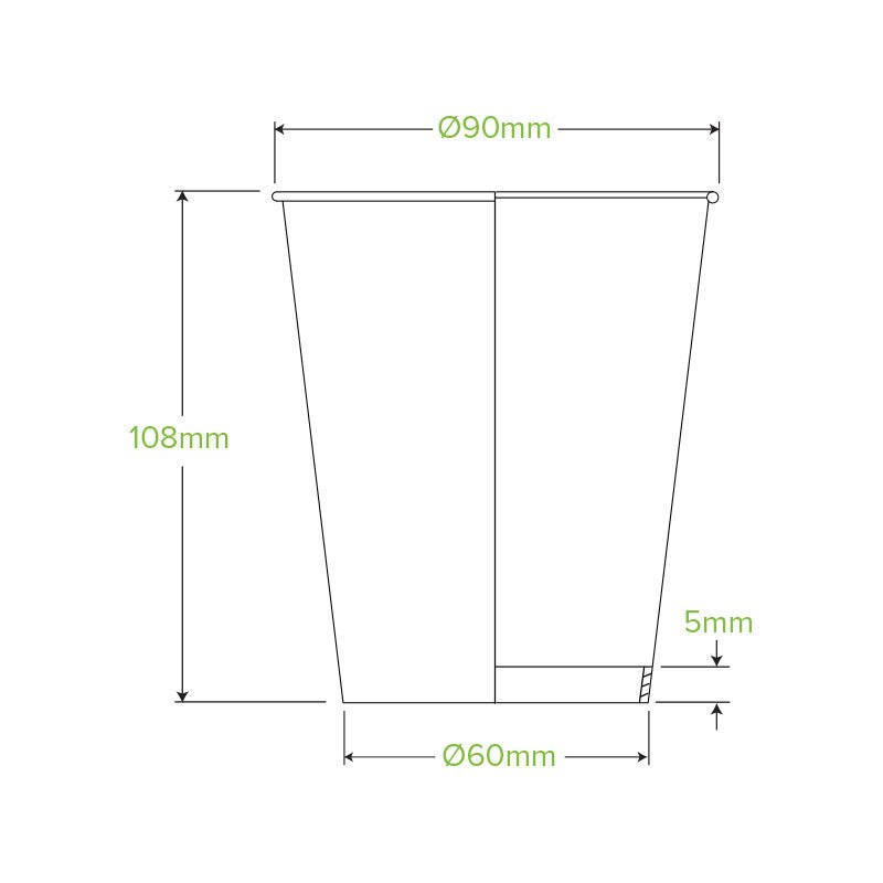 12oz/390mL (90mm) Stone Single Wall BioCup - 1000pcs/ctn - TEM IMPORTS™
