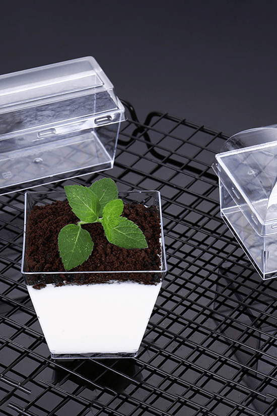 130mL Clear Mini Square Dessert Cup Base - TEM IMPORTS™