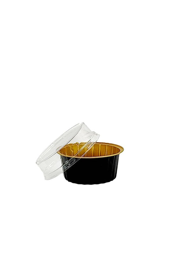 130mL Ribbed Wall Black & Gold Round Aluminium Foil Cake Tin - TEM IMPORTS™