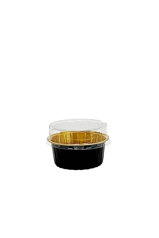 130mL Ribbed Wall Black & Gold Round Aluminium Foil Cake Tin - TEM IMPORTS™