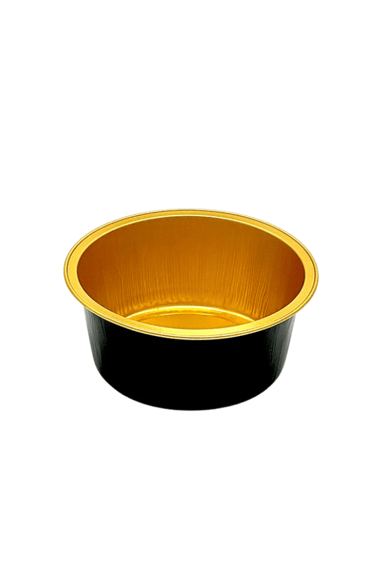 130mL Round Aluminium Smooth Wall Foil Cake Tin - Black&Gold Series - TEM IMPORTS™