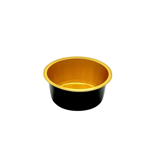 130mL Round Aluminium Smooth Wall Foil Cake Tin - Black&Gold Series - TEM IMPORTS™