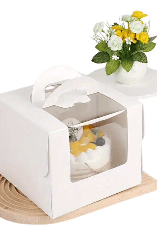 13x13 White Top Handle Window Cake Box With Tray - H10 - TEM IMPORTS™