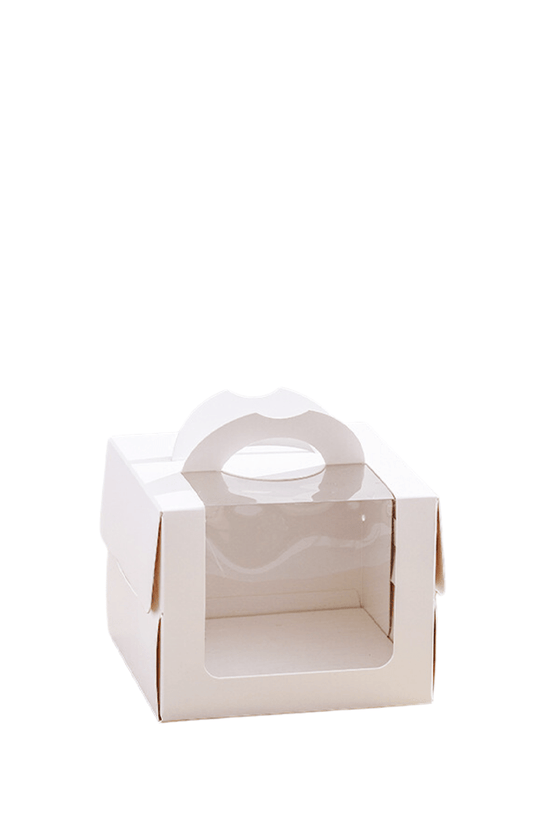 13x13 White Top Handle Window Cake Box With Tray - H10 - TEM IMPORTS™