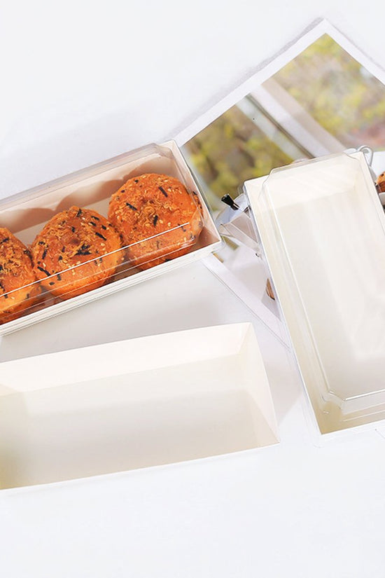 13x7.5cm Rectangular White Paper Tray With Clear Lid - TEM IMPORTS™
