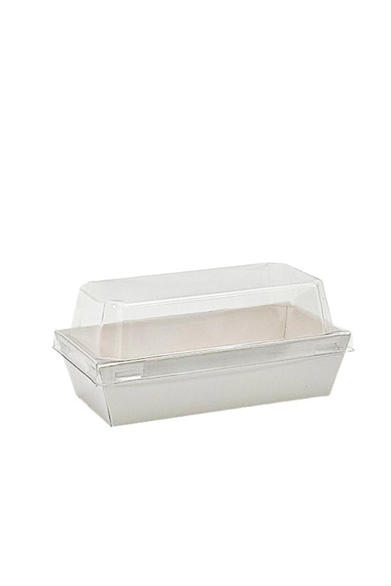 13x7.5cm Rectangular White Paper Tray With Clear Lid - TEM IMPORTS™