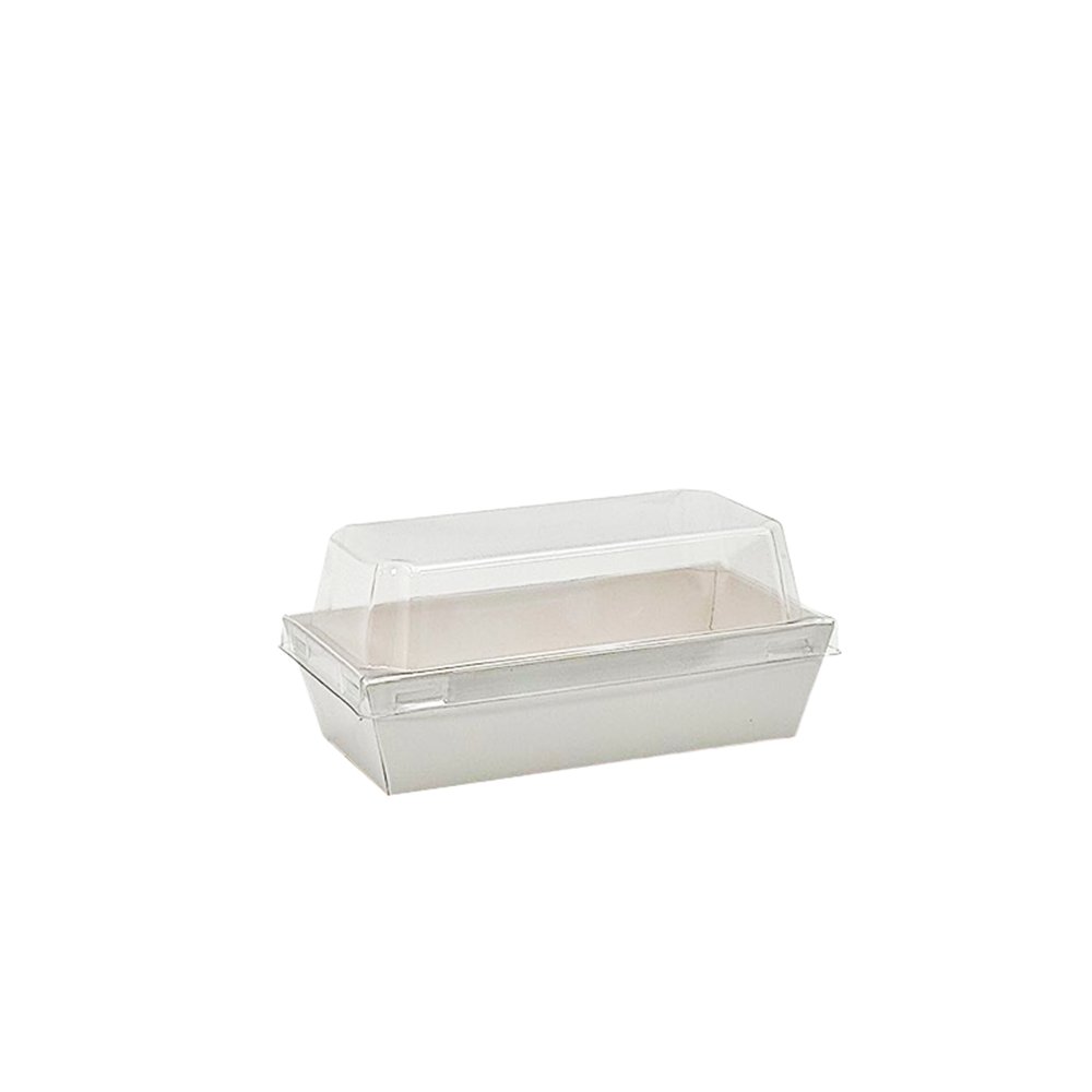 13x7.5cm Rectangular White Paper Tray With Clear Lid - TEM IMPORTS™