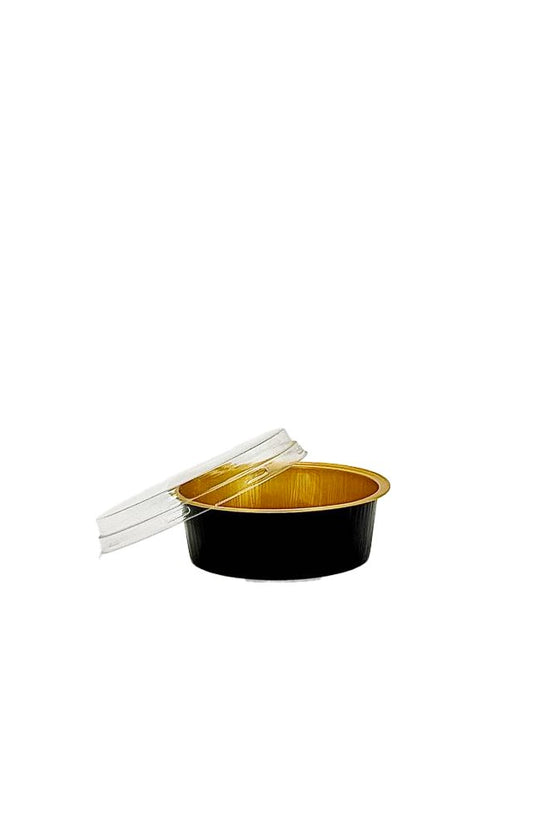 150mL Black & Gold Round Aluminium Foil Cake Tin - TEM IMPORTS™