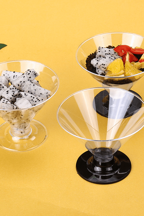 150mL Clear Mini Pedestal Short Martini Dessert Cup - Black Stand - TEM IMPORTS™