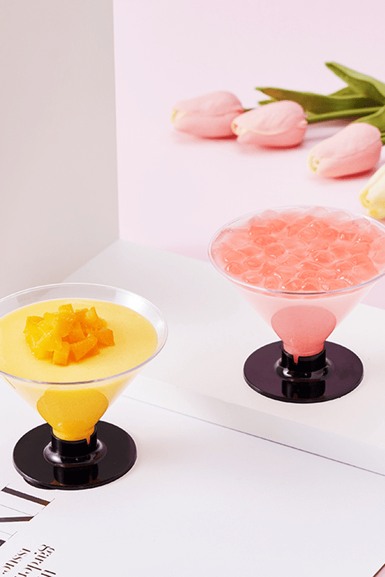 150mL Clear Mini Pedestal Short Martini Dessert Cup - Black Stand - TEM IMPORTS™