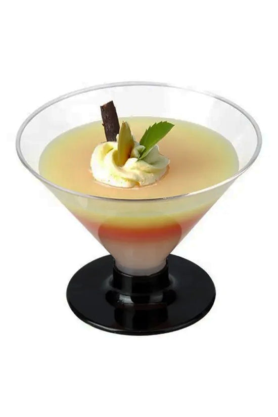 150mL Clear Mini Pedestal Short Martini Dessert Cup - Black Stand - TEM IMPORTS™