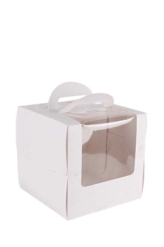 15x15 Tall White Top Handle Window Cake Box With Tray - H15 - TEM IMPORTS™