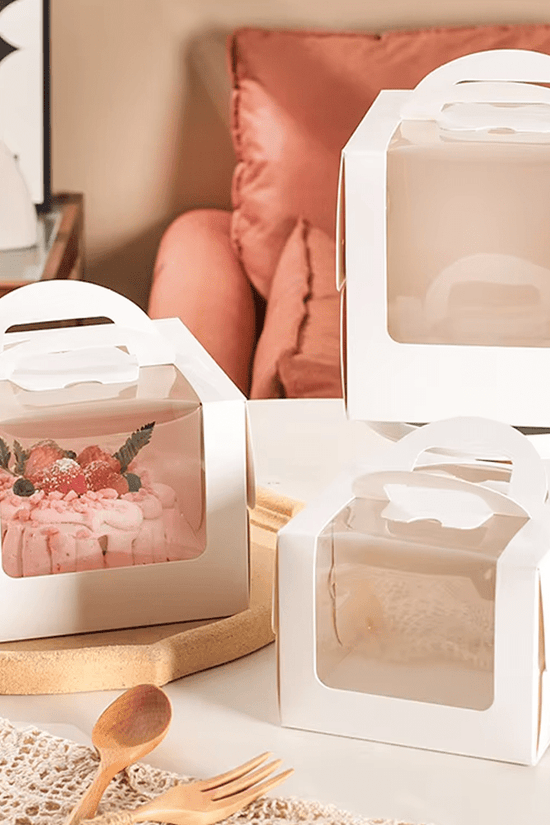 15x15 Tall White Top Handle Window Cake Box With Tray - H15 - TEM IMPORTS™