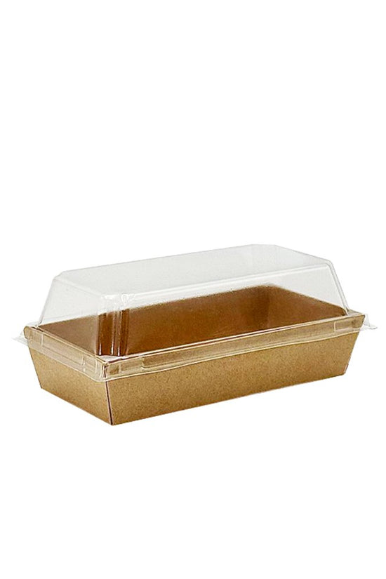 15x8.5cm Rectangular Kraft Paper Tray With Clear Lid - TEM IMPORTS™