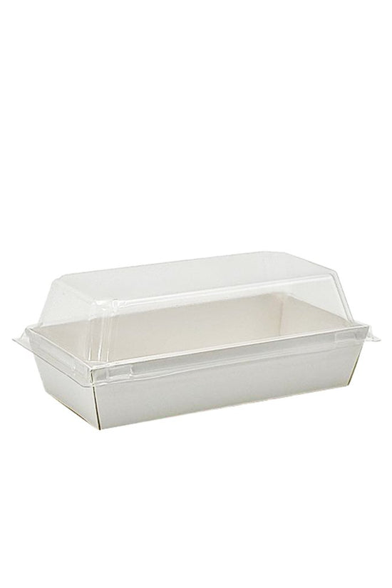 15x8.5cm Rectangular White Paper Tray With Clear Lid - TEM IMPORTS™