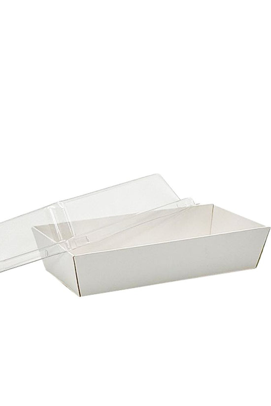 15x8.5cm Rectangular White Paper Tray With Clear Lid - TEM IMPORTS™
