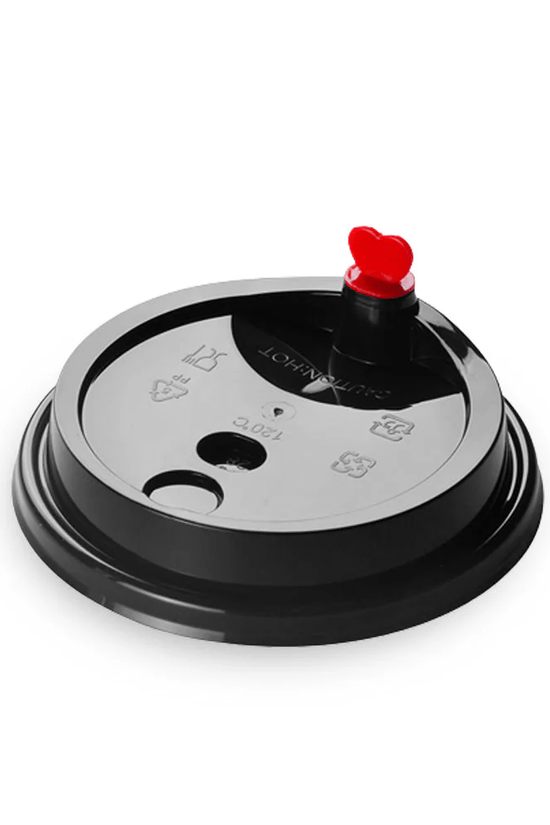 16 - 24oz - (D/90mm) Bubble Tea Cup Lid With Red Heart Plug - TEM IMPORTS™