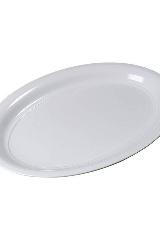 16 Inch White Plastic Oval Food Platter - 8 Pack