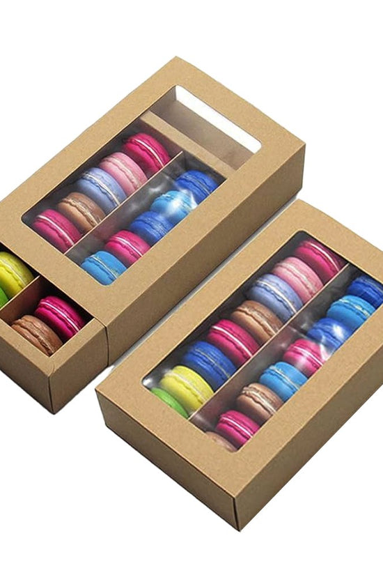 16 Macarons Kraft Paper Box With Window - TEM IMPORTS™